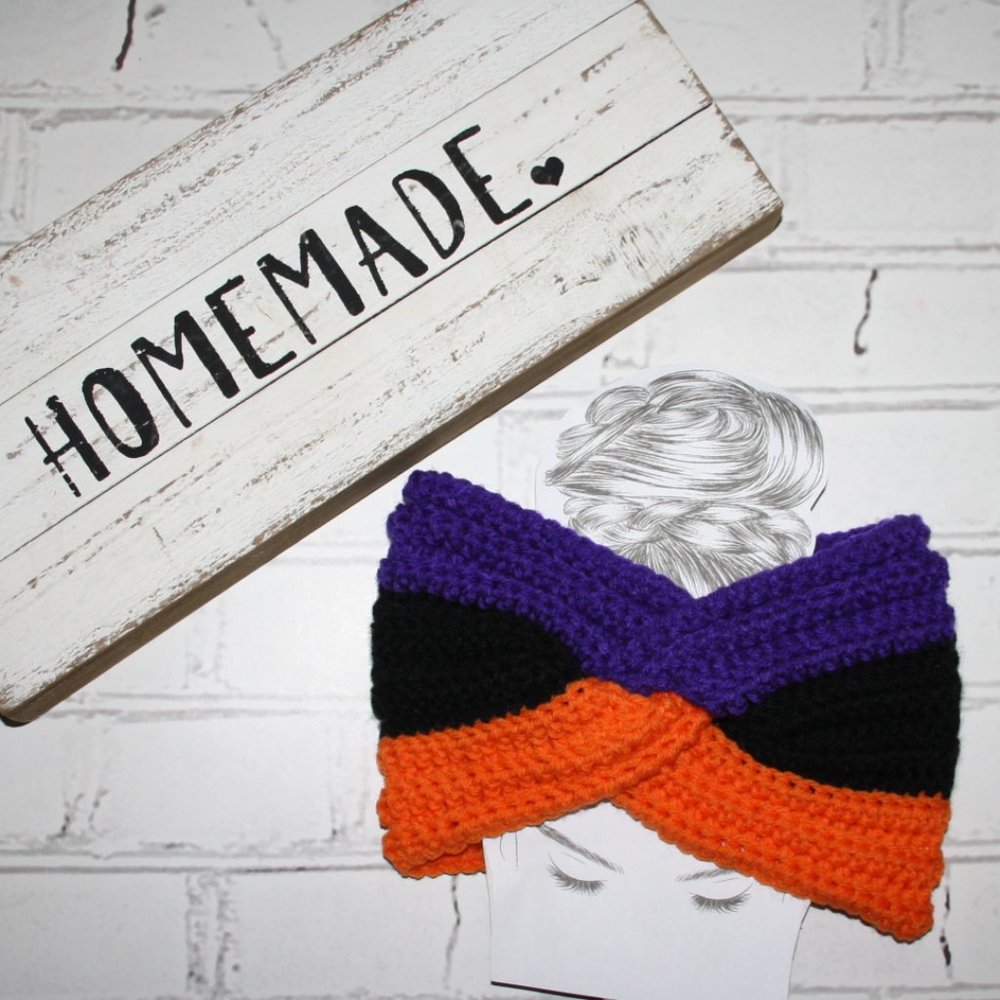 🎃 Halloween Twisted Crochet Headband – Handmade · One Size
